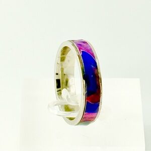 Colorful Silver Band Ring size 10 # 018